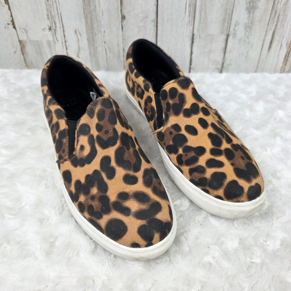 A New Day Reese Canvas Leopard Print Slip On Sneakers Size 9.5